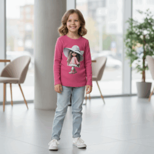 Generated Image October 07, 2025 – 12_28PM Sweterek dla dziewczynki z nadrukiem